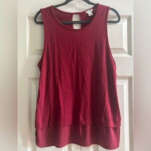 J. Crew Tank Top Womens Size XL Maroon Red Layered Blouse Sleeveless